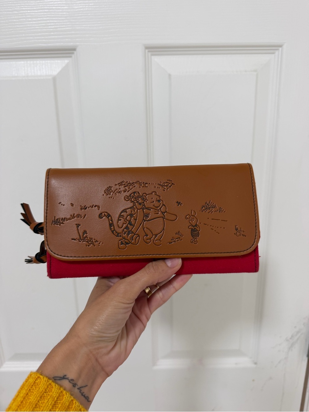 Brown & Red Winnie the Pooh Embossed Wallet